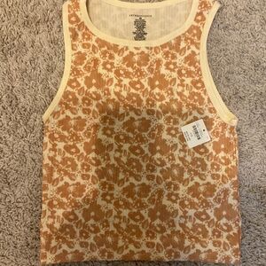 The Reegan by Anthropologie Crew-Neck Crop Racerback Seamless Tank Top: Printed